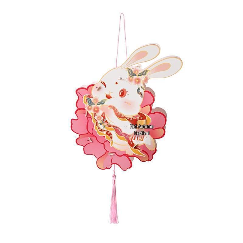 Handmade DIY Children's Palace Lantern - Luminous Rabbit Flower Design for 2025 Mid-Autumn Festival