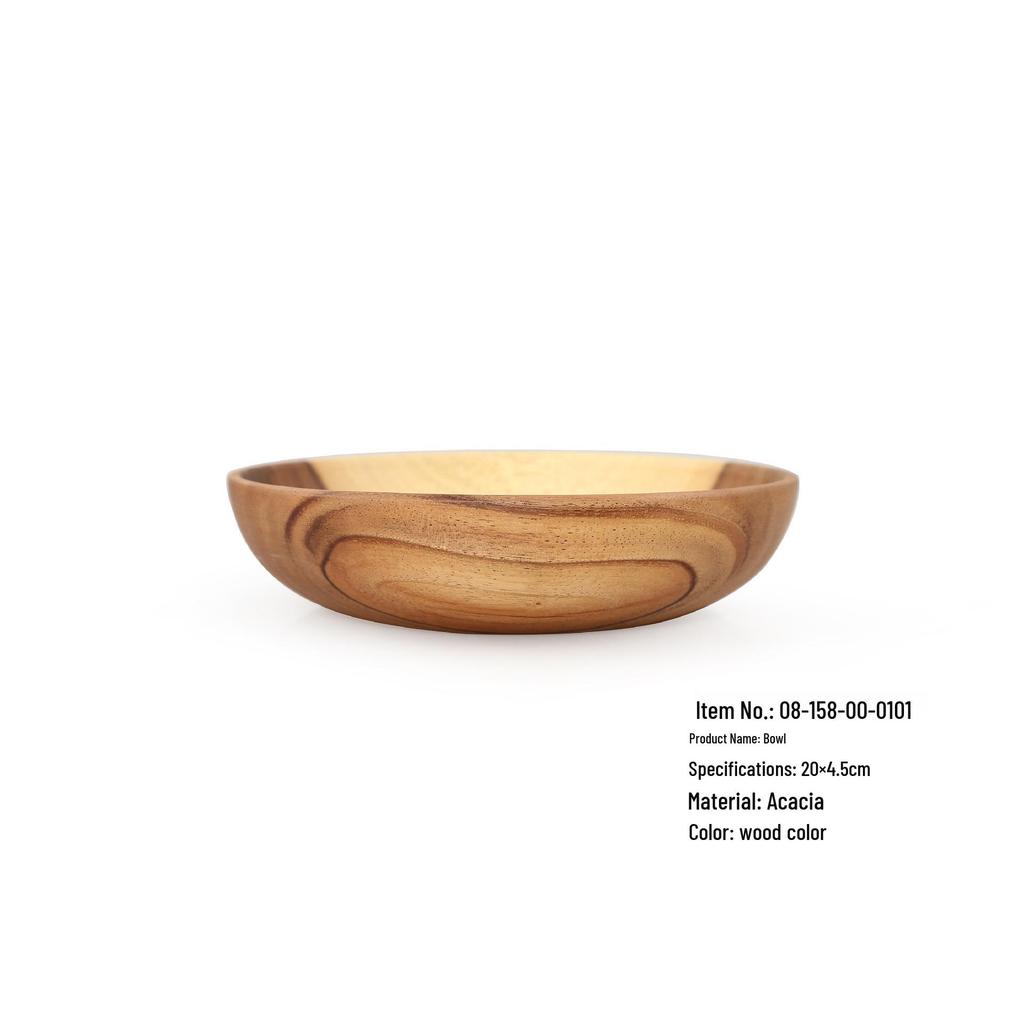 YFJY Acacia Wood Bowl Set - Japanese Style, Moisture-Proof Wooden Bowls and Plates for the Home.