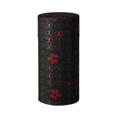 Noguchi Kumataro Tea Garden Tea Caddy, Large Capacity 200g, with Washi Paper and Inner Lid, Inden Gourd Pattern, Black, Made In Japan, Stylish