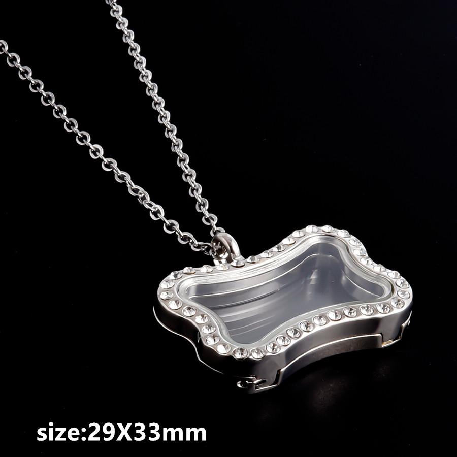 1pcs Alloy Pendant Magnet Locket Necklace Water Droplet Rectangle Heart Necklaces For Women Men DIY Photo Stainless Steel Chains