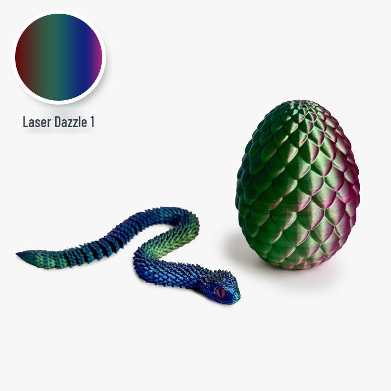 3D Printed Luminous Snake Dragon Egg Set with Movable Joints - Ornament Toy Handicraft