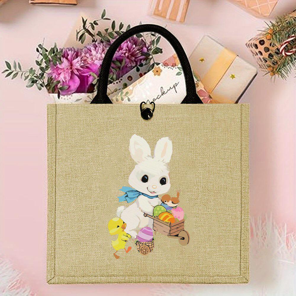 Charming Easter Burlap Gift with Cute Rabbit Pattern – Humorous and Stylish