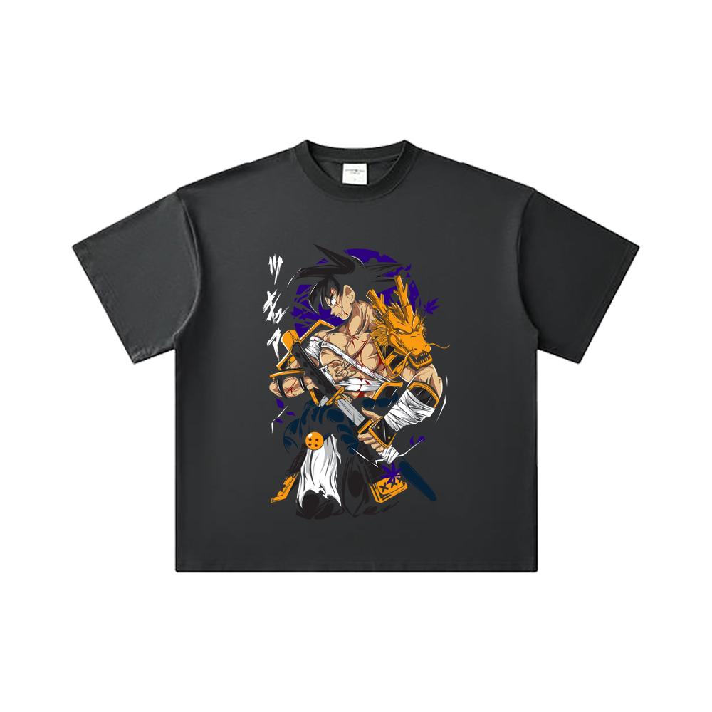 260 GSM Double Yarn 32 Count 100% Cotton Dragon Ball V68 Goku Samurai Print Unisex Heavy Cotton T Shirt