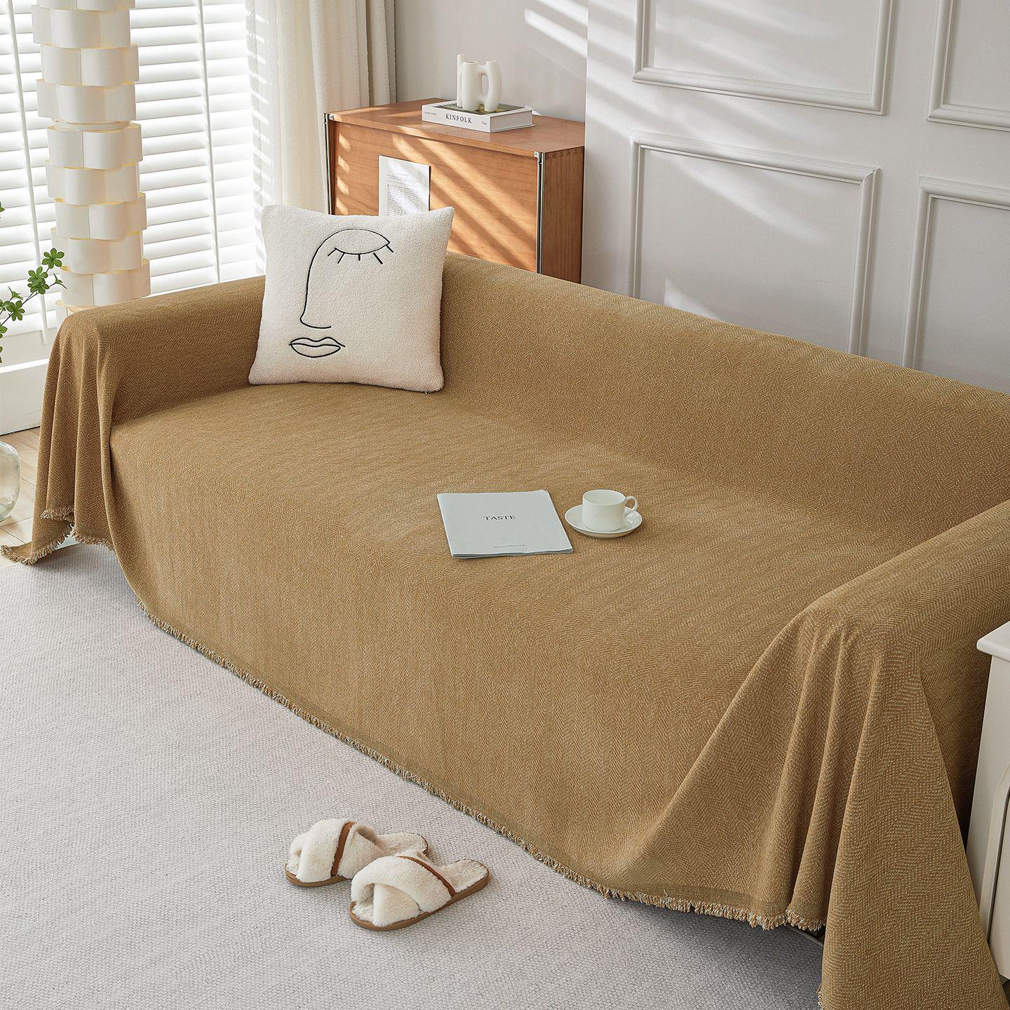 Современный однотонный чехол для дивана: Универсальный, Всесезонный, Защитный чехол и одеяло 180x340cm (Three-Seater)