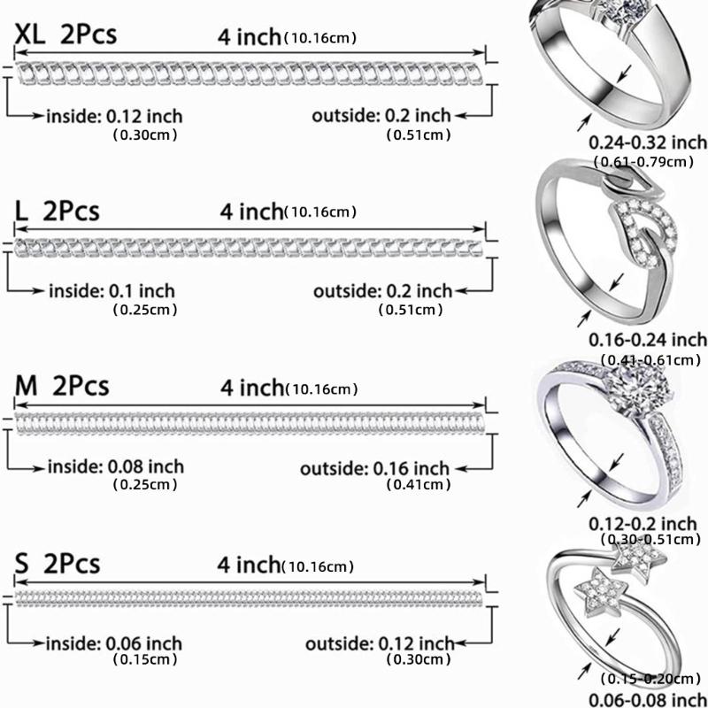 1 Set Rings Adjuster Invisible Clear Spirals Cord Tension Reducer Adjustable Sizes Ring Guard for Men Women Finger Rings