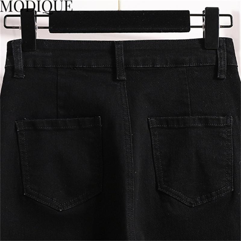 MODIQUE Spring Plus Size New Women Versatile High Waisted Slimmer Elastic Long Jeans Bell-Bottoms Lady Casual Flare Pants Trousers
