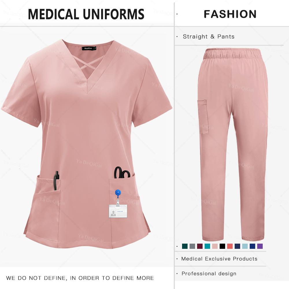SPA Beauty Working Clothes Medical Uniforms Woman Multicolour Scrubs Nurse Uniforms Dentist Veterinary Pharmacy Clinic Scrub Set