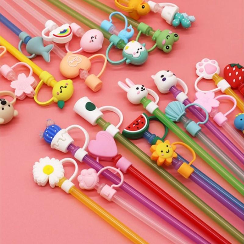 Household Silicone Material Dustproof Reusable Easy To Clean Cute Cartoon Straw Cap Plug Universal Plug Accessories
