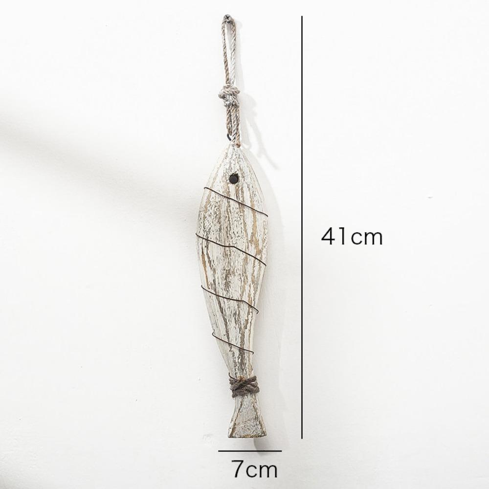 Mediterranean Style Wooden Fish Skewers Fishbone Pendants Creative Fishing Net Ornaments Home Wall Decorations Wall Decorations
