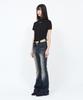 SECONDSALT Shirred Choker Half-Neck T-Shirt (Black)