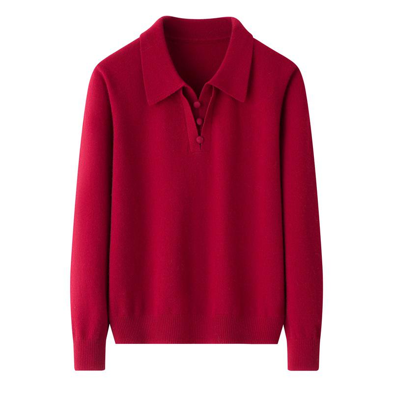 Autumn-Winter Stylish Lapel Sweater for Middle-Aged Women