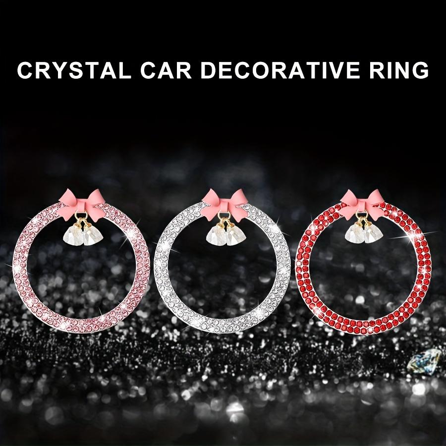 Alloy Crystal Car Decorative Ring with Rhinestone Bow for Start Engine Stop Button, 1pc Vehicle Ignition Bling Accessory
