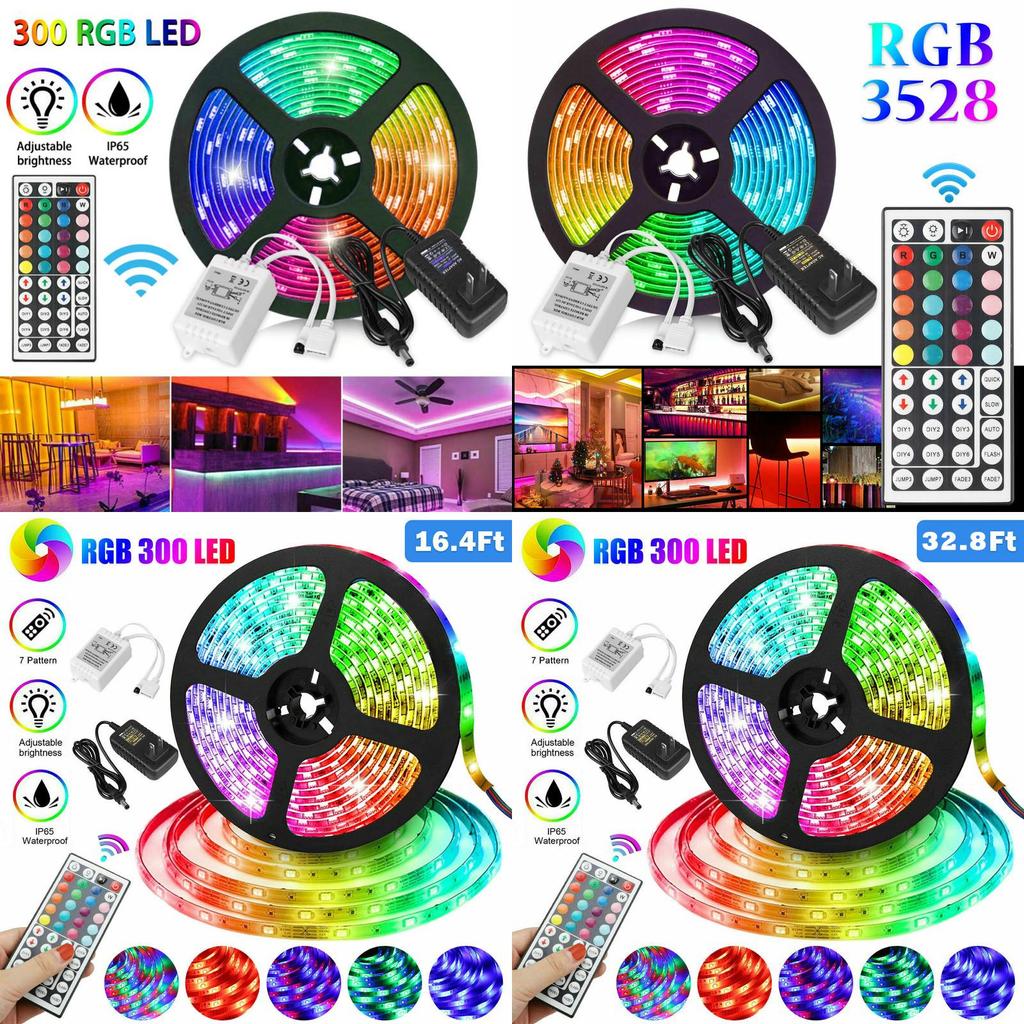 RGB 5/10m Wasserdicht 3528 SMD 300/600 LED Flexibles Lichtband Mit Fernbedienung**