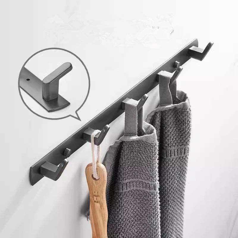 Tuqiu Robe Hook Clothes Hook Gray Towel Hanger Aluminum Bathroom Hardware Kitchen Hook Bathroom Accessories