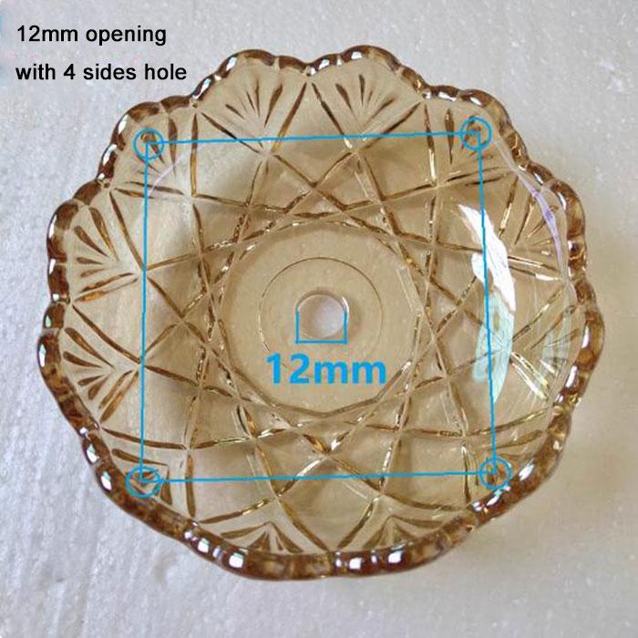 D12xH3cm Bernstein Grau Glas Tropfschalen Ersatz mit 4 Seitenlöchern,Klares Cognac Kristall Tropfschalen Schale mit 12mm 26mm 30mm Öffnung