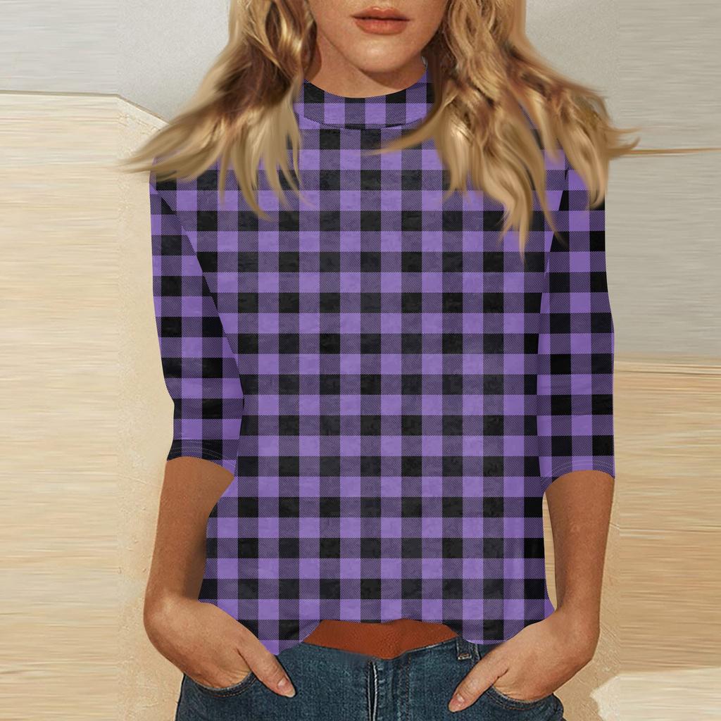 Damen Mock-Neck 3/4-Ärmel Bedrucktes Oberteil