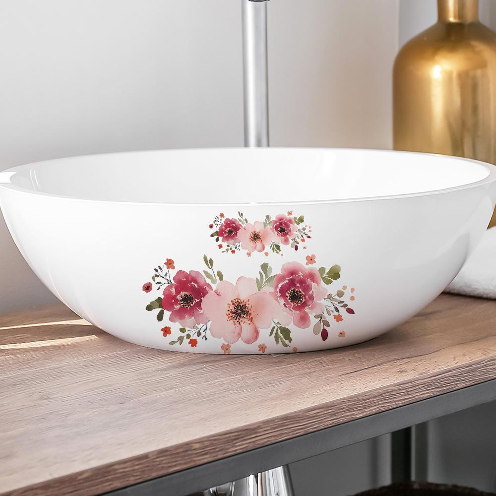 Personalisierte Aquarell-Blumen- und Grünblatt-Heim-Badezimmer-Dekorations- und Verschönerungsaufkleber