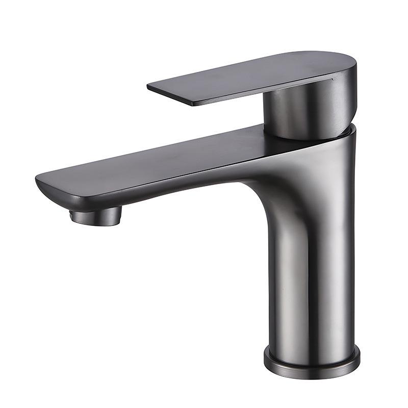 

Stainless Steel Bathroom Faucet Hot and Cold Water Mixer Modern Single Handle Deck Mounted Basin Sink Tap for Washbasin Home серый