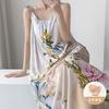 Anti-bump cotton silk suspender nightdress women's summer thin plant flower high-end loungewear with chest pad dress