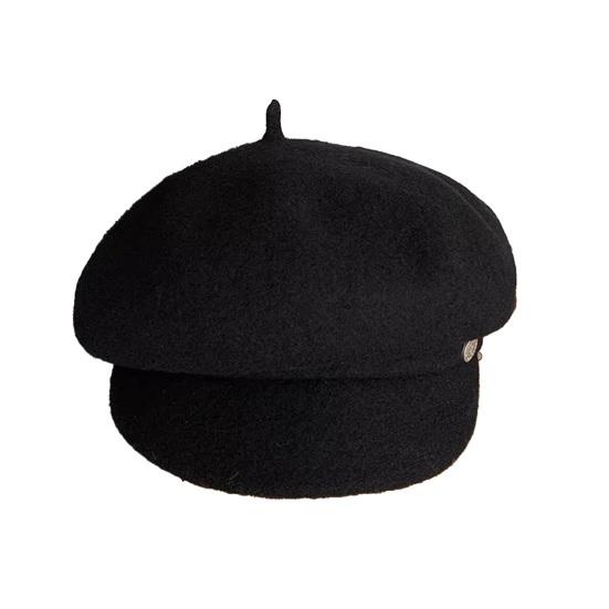 Women Beret Hat Solid Color Dome Top Style Painter Hat with Short Brim Warm Headwear Winter Fashion Accessory