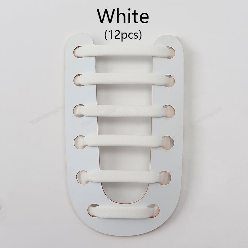 12Pcs Stretch Silicone Shoelaces No Tie Shoe Laces Elastic Laces Sneakers Kids Adult Rubber Shoelace One Size Fits All Shoes