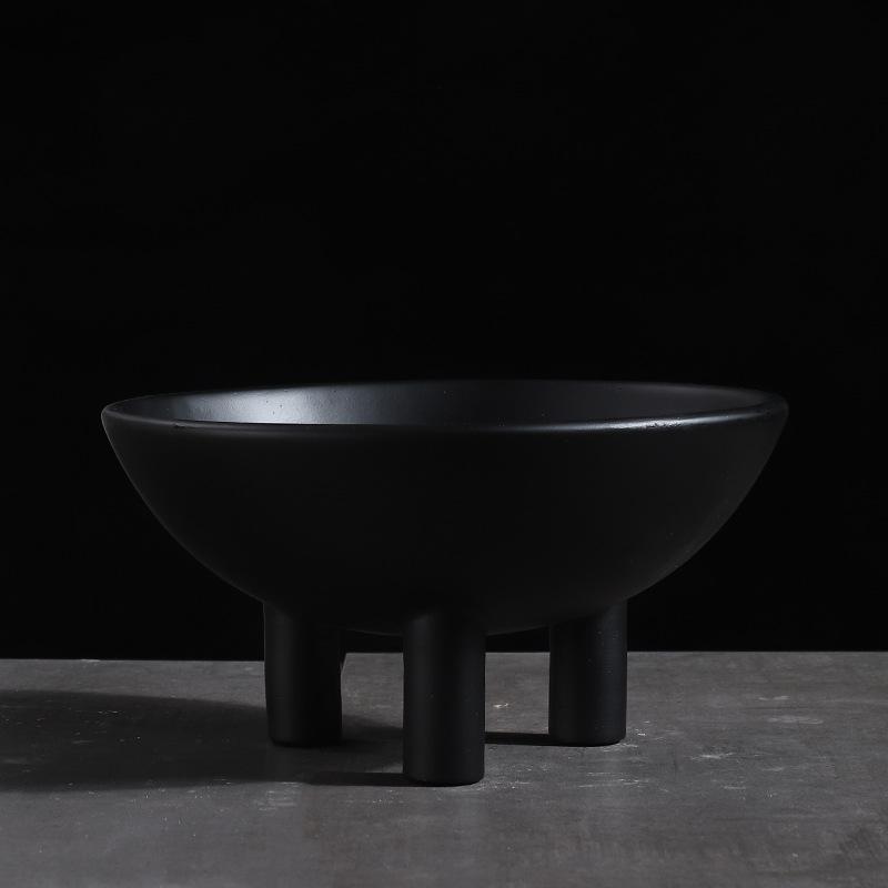 Ceramic Plate Tray Black and White Tall Fruit Bowl Flowerpot Desktop Storage Organization Decorative Figurines Home Decoration