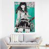 VIKAMA Samurai Japanese Anime Girl Tapestry Aesthetic Wall Decoration for Living Room and Bedroom Wall Hanging Home Decoration