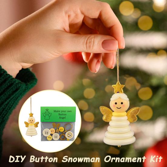DIY Christmas Button Ornament Button Snowman Xmas Tree Decoration Kit Hanging Button Santa Claus Craft Set for Kids Adults Festive Home Decor