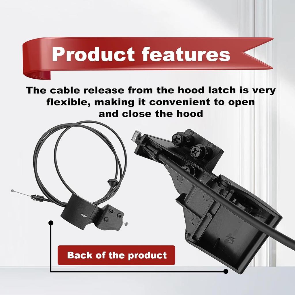 Hood Release Cable with Handle Compatible with 2005-2010 Jeep Grand Cherokee 2006-2010 Commander Replaces 55394495AB 55394495AA 55394495AC 55394495AD