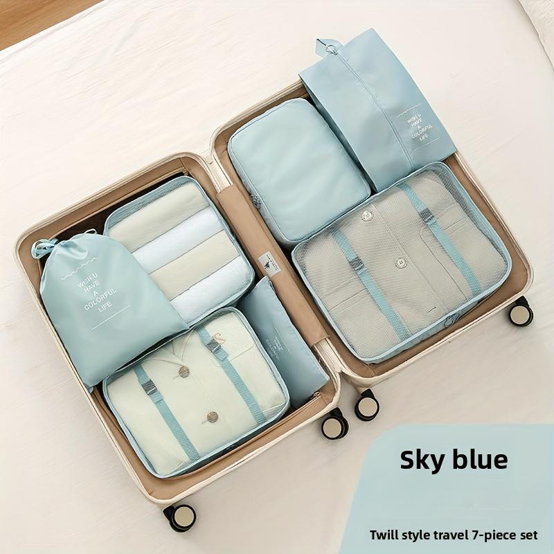 7 Piece Travel Storage Bag Set Large Capacity Portable Packing Organizer Clothes Shoes Socks Divider Bags