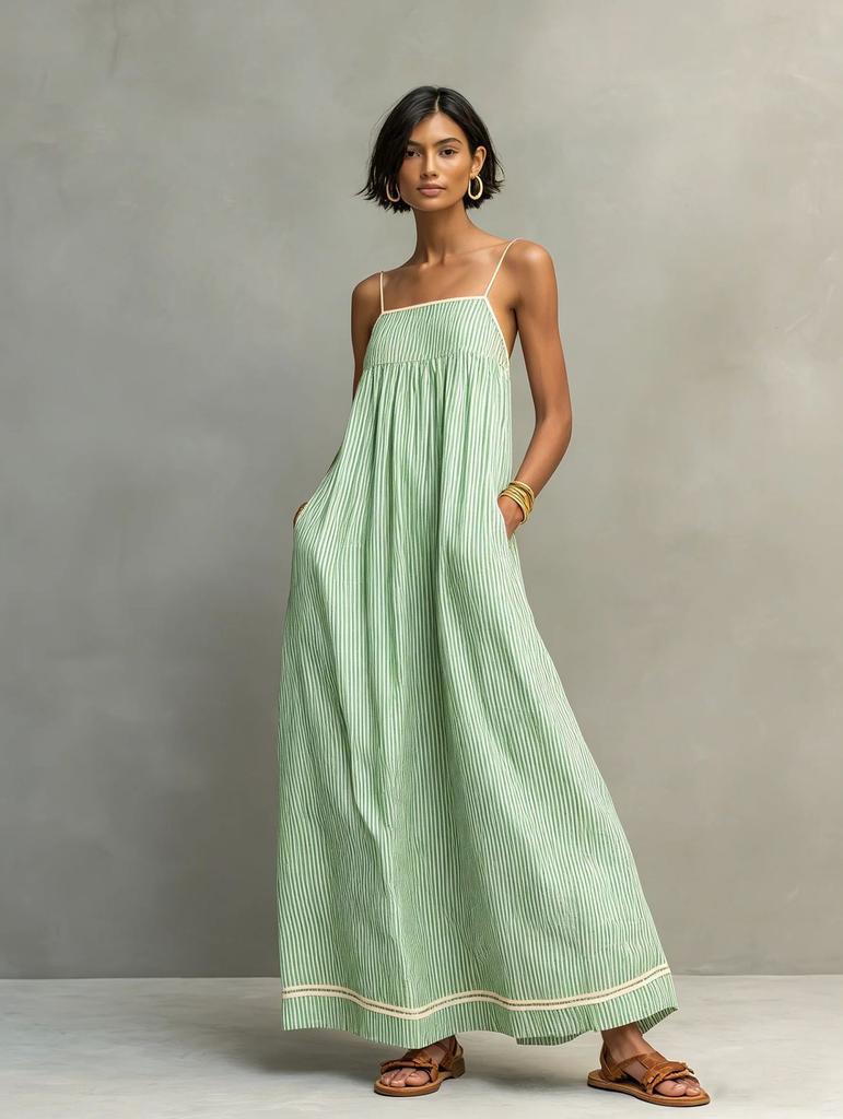 2026 European and American summer fashion casual suspender sleeveless long dress women's clothing