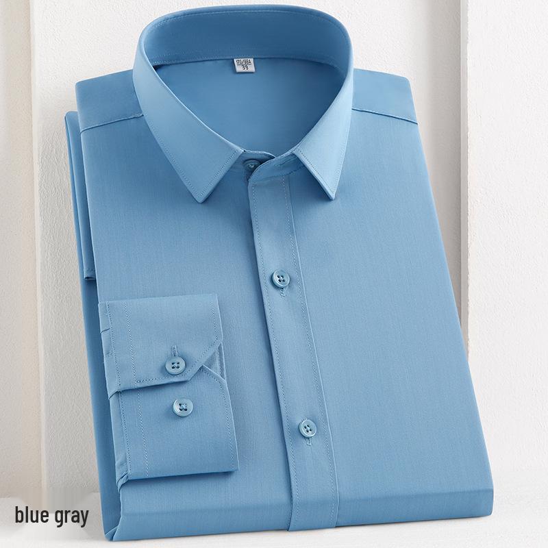 Męska, elastyczna, niegniotąca się biała koszula z włókna bambusowego – koreański styl, biznesowy, formalny, duży rozmiar