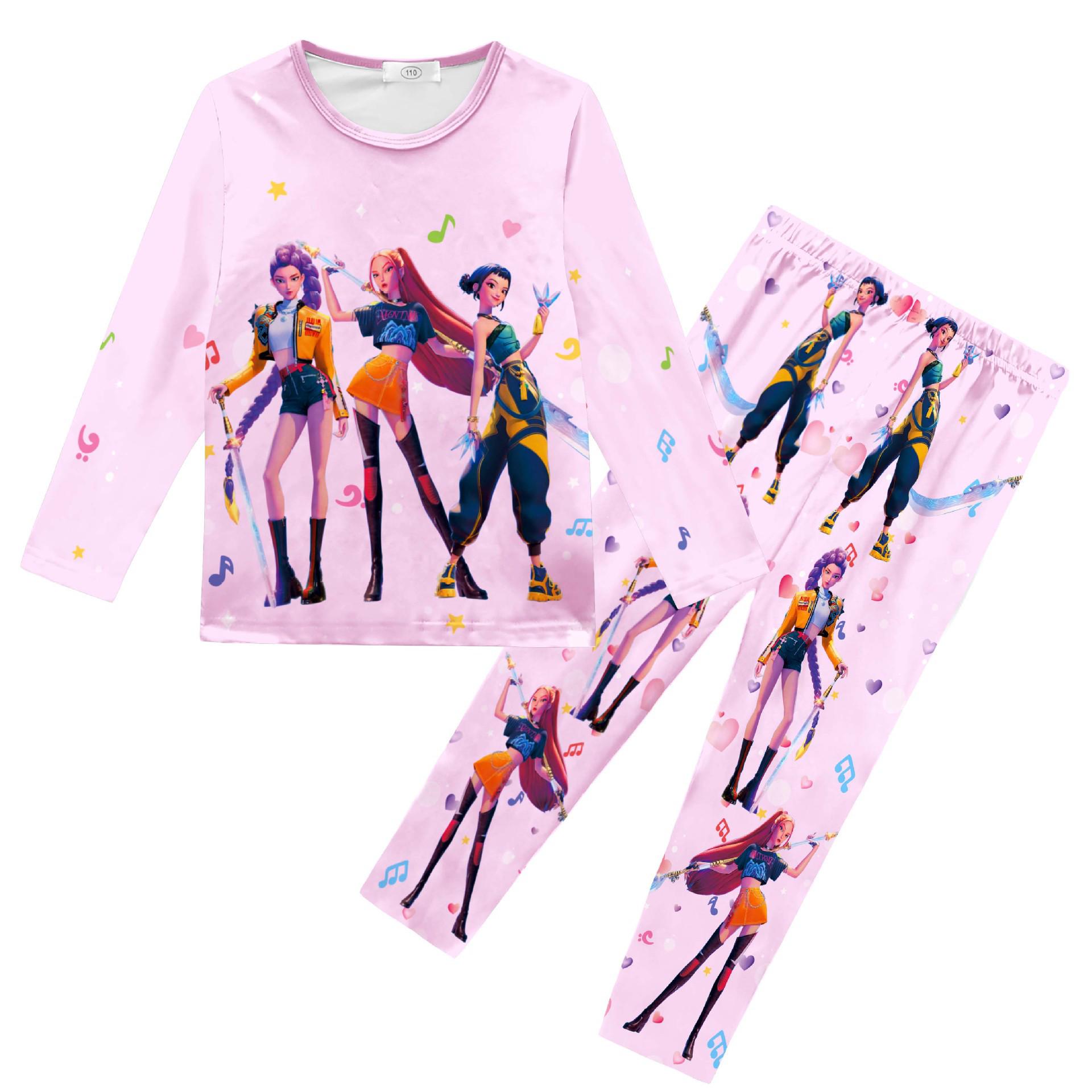 Детский комплект с длинным рукавом и брюками с цифровой печатью «Отряд Охотников на Ведьм» Size 130 розовый