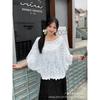 Summer new women's clothing small fresh round neck splicing embroidery solid color loose pullover top knitted batman shirt