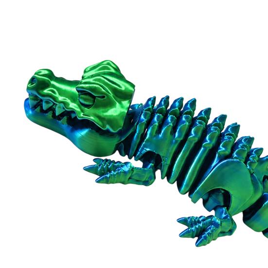 Realistic PLA Animal Model 3D Printed Articulated Crocodile Toy, Flexible Reptile Figure, Fidget Toy for Interactive Sensory Play Stress Relief,