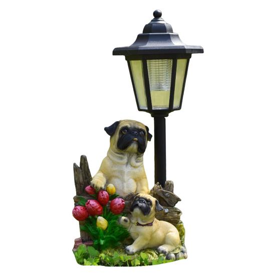 Garden Statue with LED Solar Lamp Weather Resistant Automatic Charging Outdoor Patio Sculpture Decor LED Light