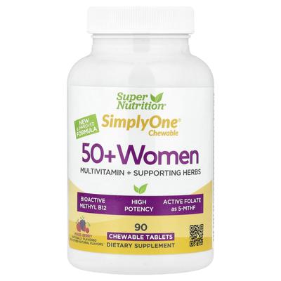 SimplyOne®, Women's 50+ Multivitamin + Health Boosting Herbs, Mixed Berry Flavor, 90 Chewable Tablets