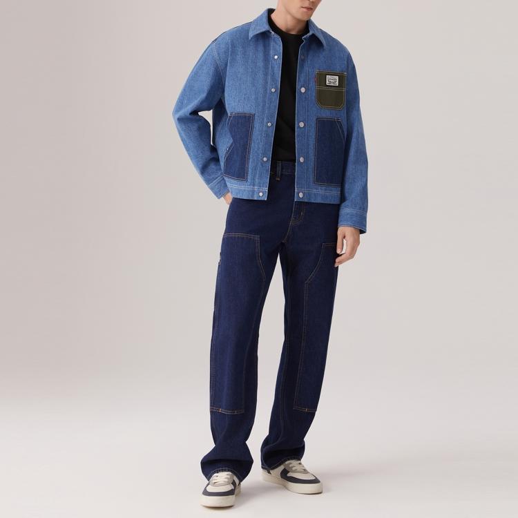 Levis Casual Comfortable Color Block Single-Breasted Long Sleeve Denim Jacket Men Jackets 004Z3-0000