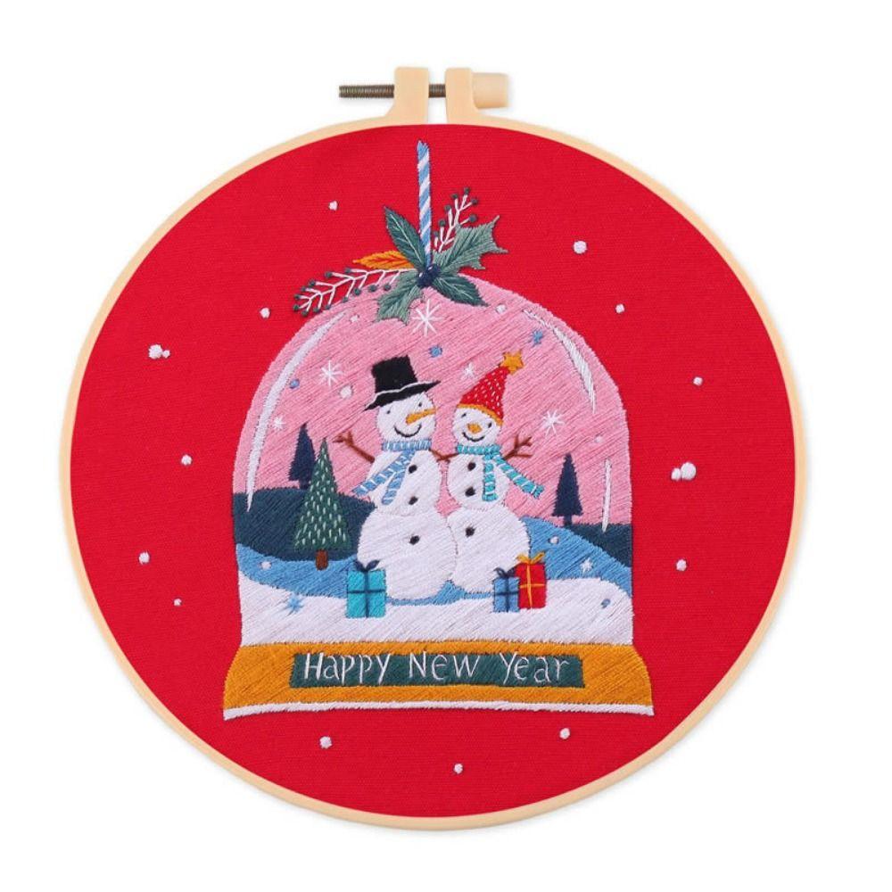 Cotton Linen Cloth Embroidery Starter Kit Flower Printed DIY Cross Stitch Set Non Finished Products Merry Christmas
