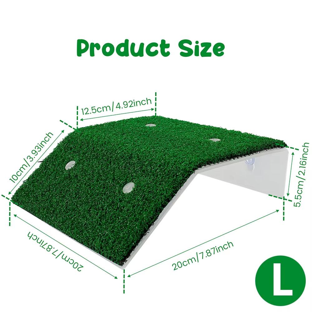 Turtle Ramp Simulation Turf Turtle Basking Platform with Suction Cup Turtle Resting Terrace Aquarium Accessories Habitat Decor