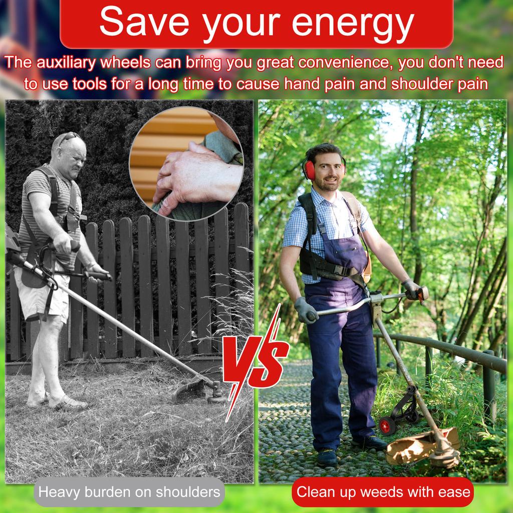 Lawn Mower Support Wheel Weed Trimmer Auxiliary Wheels Adjustable 26mm-28mm Lawn Mower Brush Attachment Garden Tools Accessories