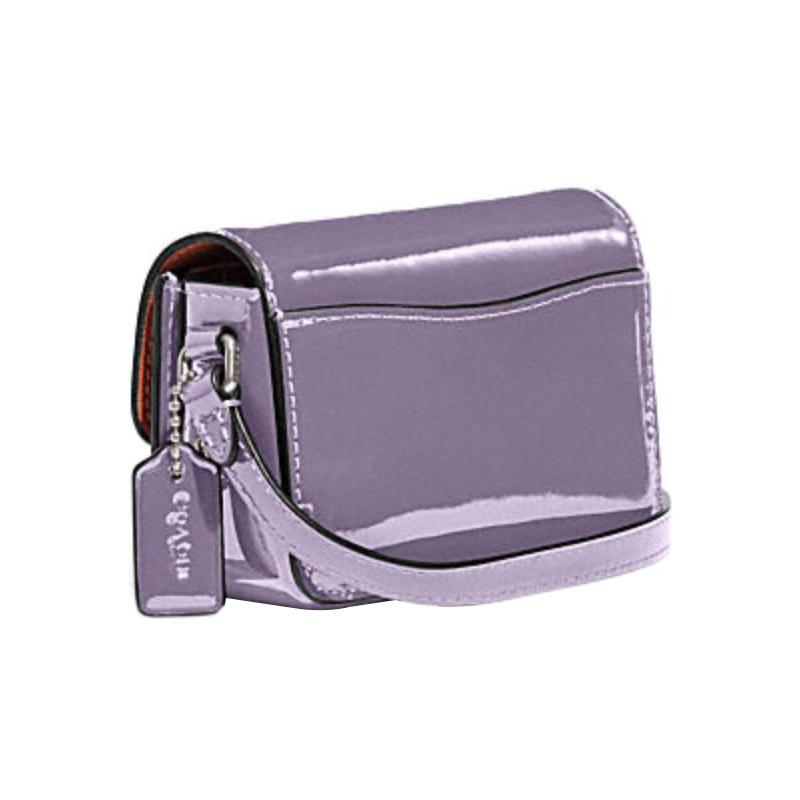 Coach Studio 12 Push Button Closure Calf Leather Shoulder Crossbody Bag Mini Women Purple