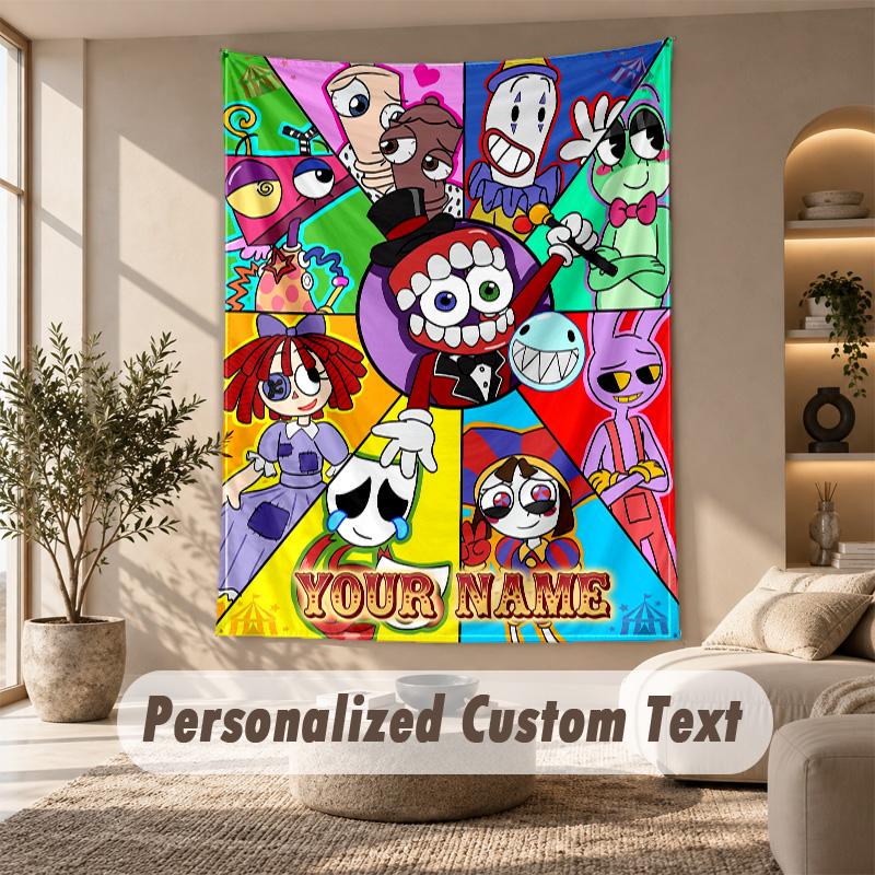 L'incredibile arazzo del Circo Digitale, Testo Personalizzato su Misura, Arazzo da Parete per Soggiorno Decorazione Murale per la Casa