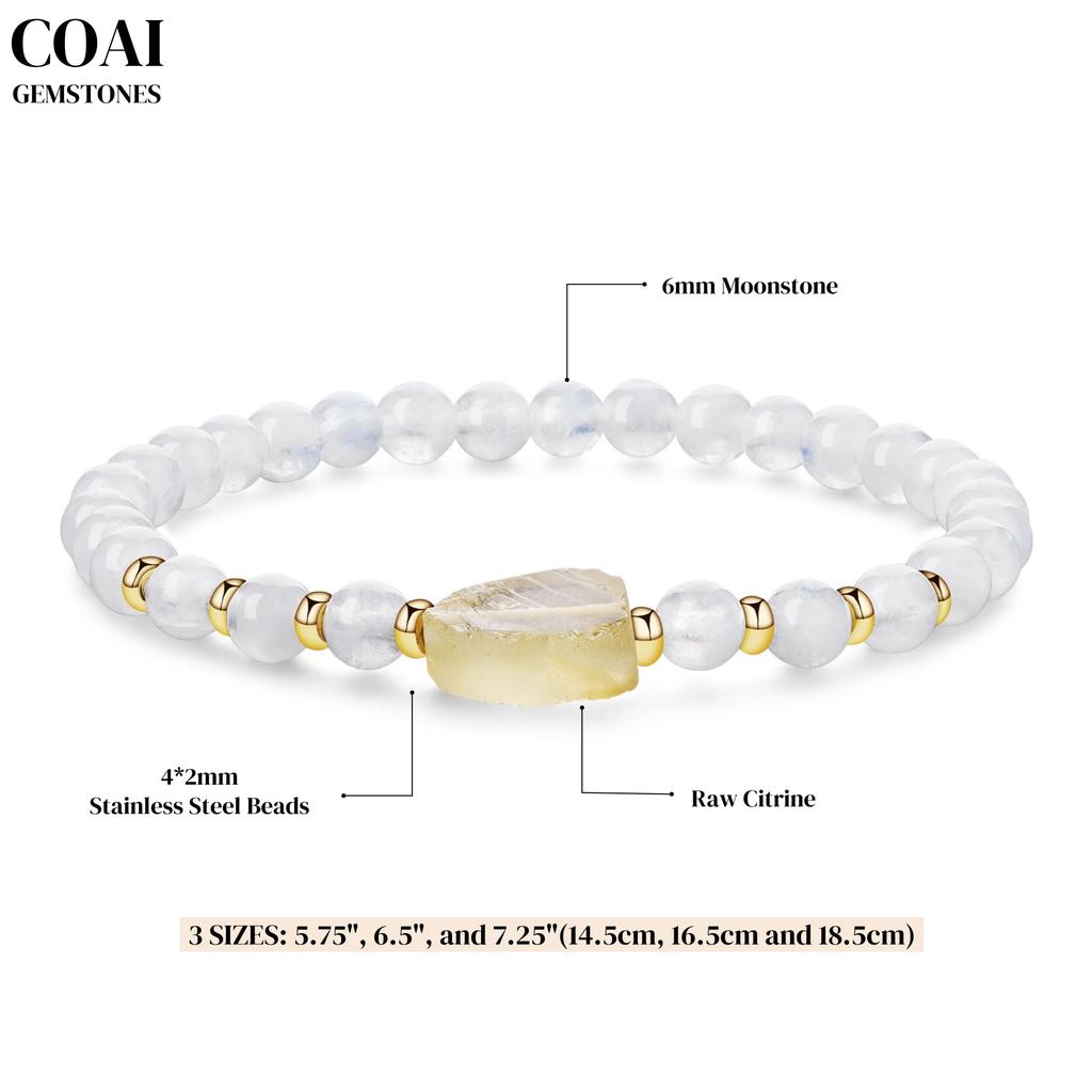 Moonstone and Citrine Purifying Amulet Power Stone Bracelet for Women [Koai]