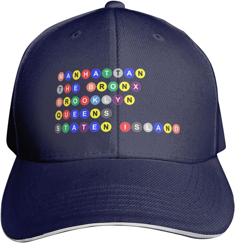 NYC Fünf Boroughs U-Bahn Stil Baseballkappe Verstellbar Polyester Dad Hat für Erwachsene Unisex