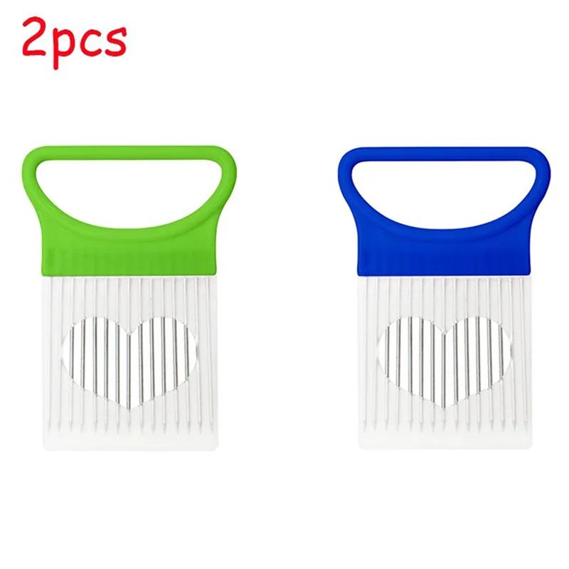 1/2/3/4pcs Effortlessly Slice Onions with This 1pc Colorful Onion Slicer Kitchen Stainless Steel Potato Chip Onion Holder