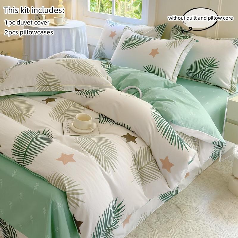 3pcs Leaves Duvet Cover Set Pillowcases No Filling no flat sheet Twin Single Queen King Size Girls Bedding Linen
