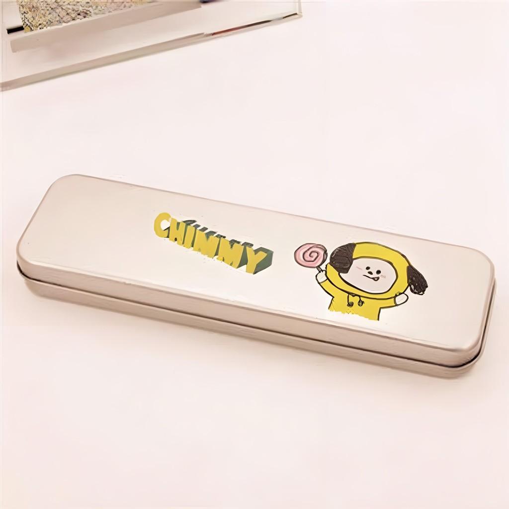 

Bts Kpop Bt21 Metal Cartoon Pencil Box Shooky Chimmy Pen Study Stationery Case