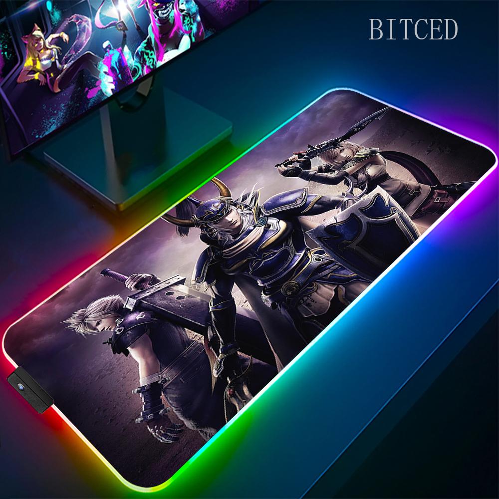 Rgb Final Fantasy Mouse Pad Laptop Mousepad Gaming Cool Mouse Mat Large Gamer Mousepads Speed Cool LED Desk Mat with Backlight