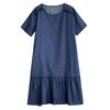 Sukienka damska z krótkim rękawem, plus size, dżinsowa, vintage, nowa, sukienki dla kobiet, codzienna, luźna, długa sukienka letnia